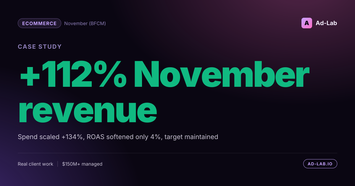 +112% revenue in November with ROAS holding above target - case study cover